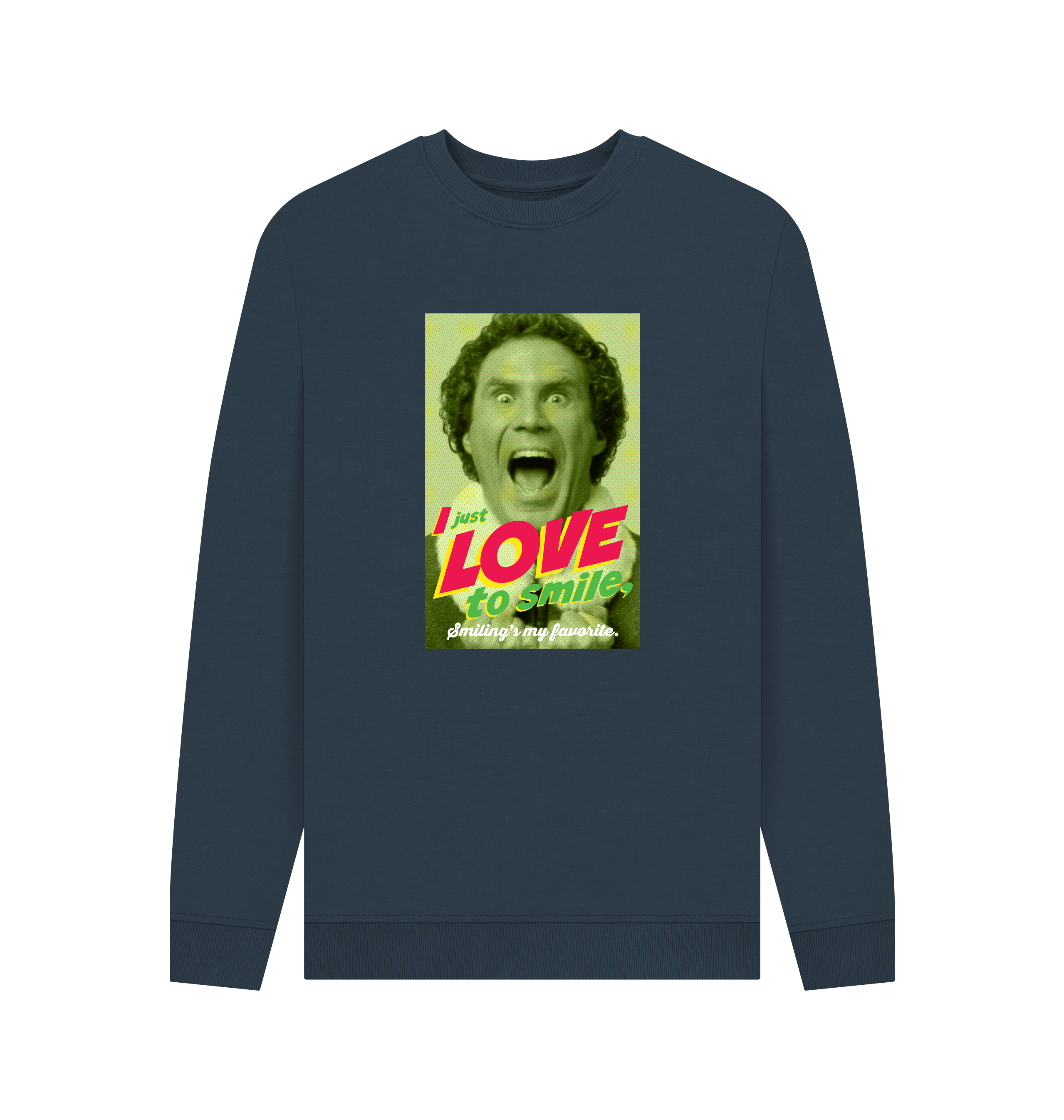 Navy Blue Printed Sweater Front