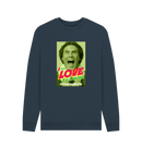 Navy Blue Printed Sweater Front