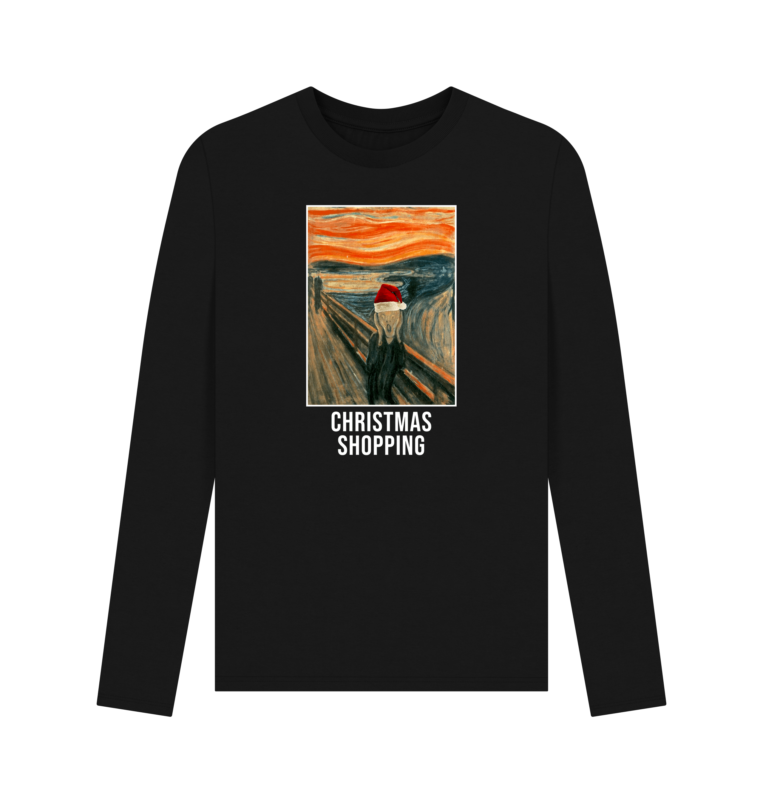 Black Printed Long Sleeve T Shirt Front