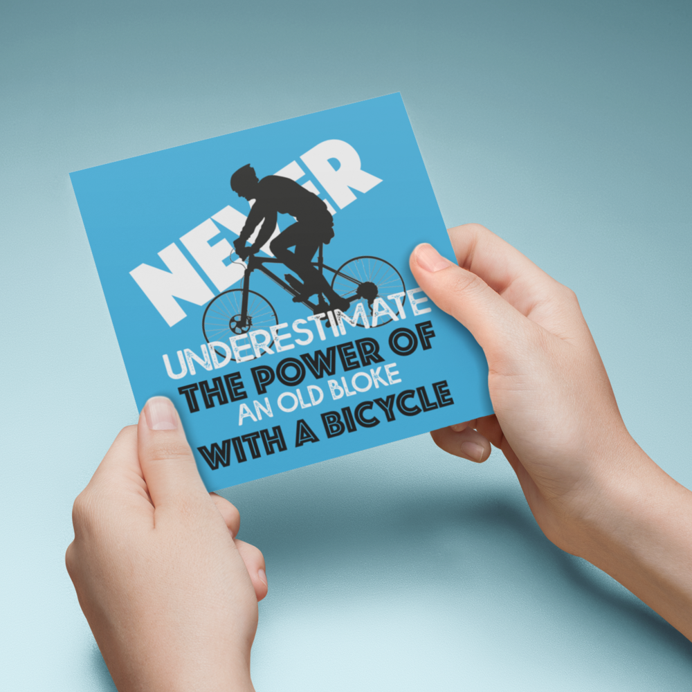 Old Bloke With a Bicycle Greetings Card