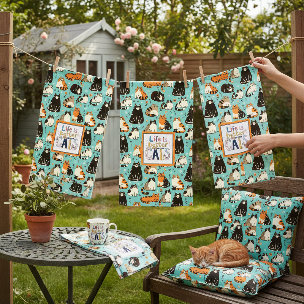 Life Is Better With Cats Tea Towel