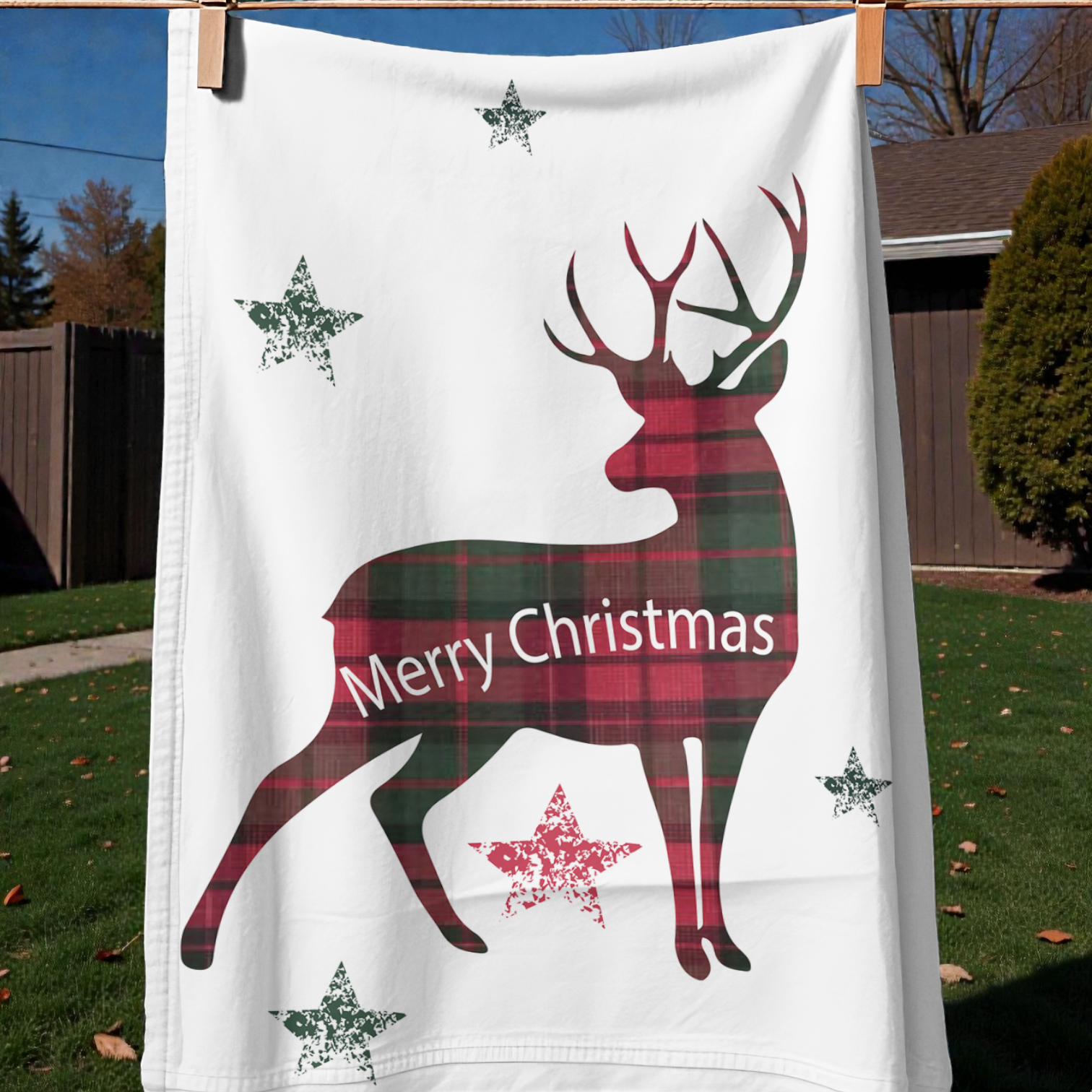 Tartan Stag Tea Towel