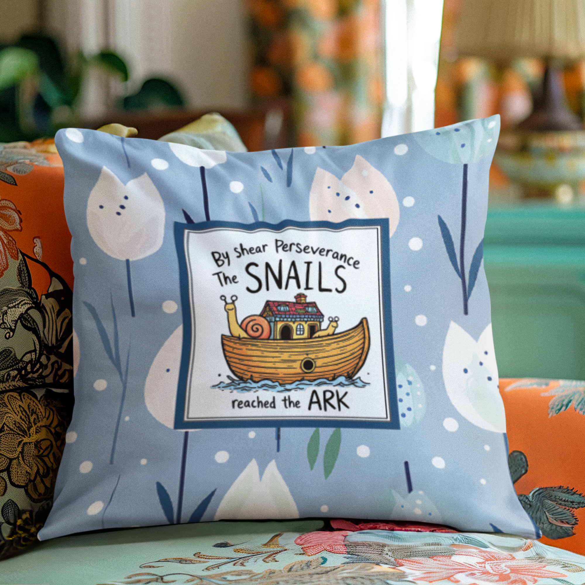 By shear perseverance the snails reach the ark cushion