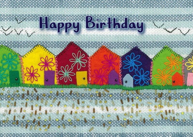 Colourful Huts Birthday Card