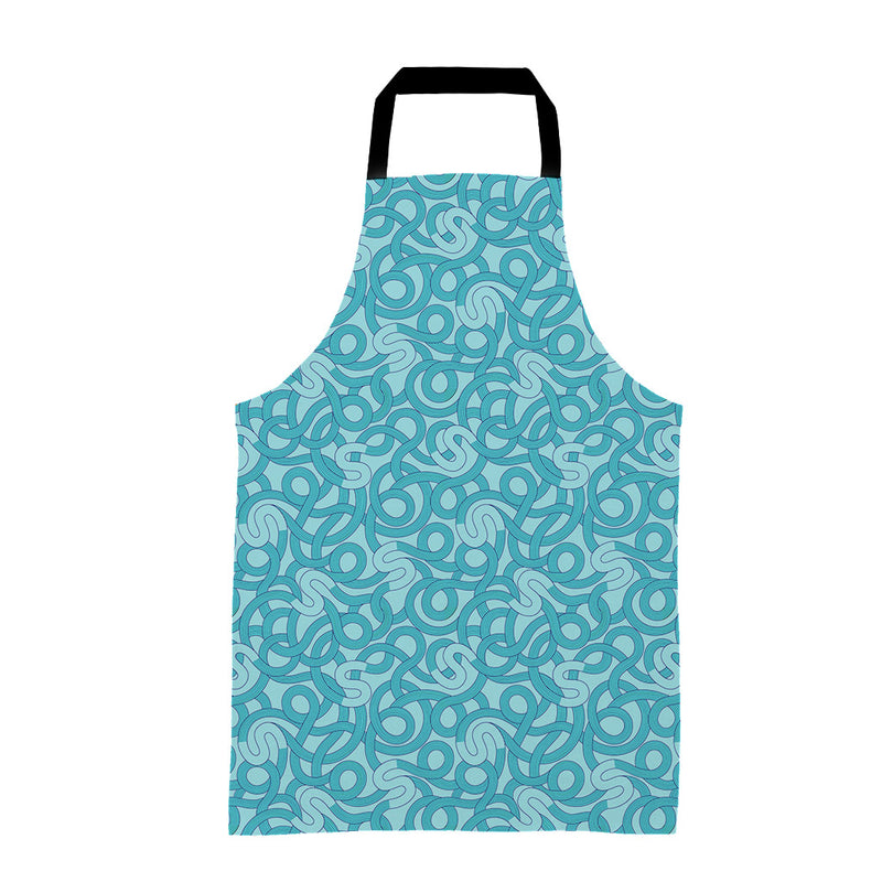 Scope S swirl pattern cotton apron, teal