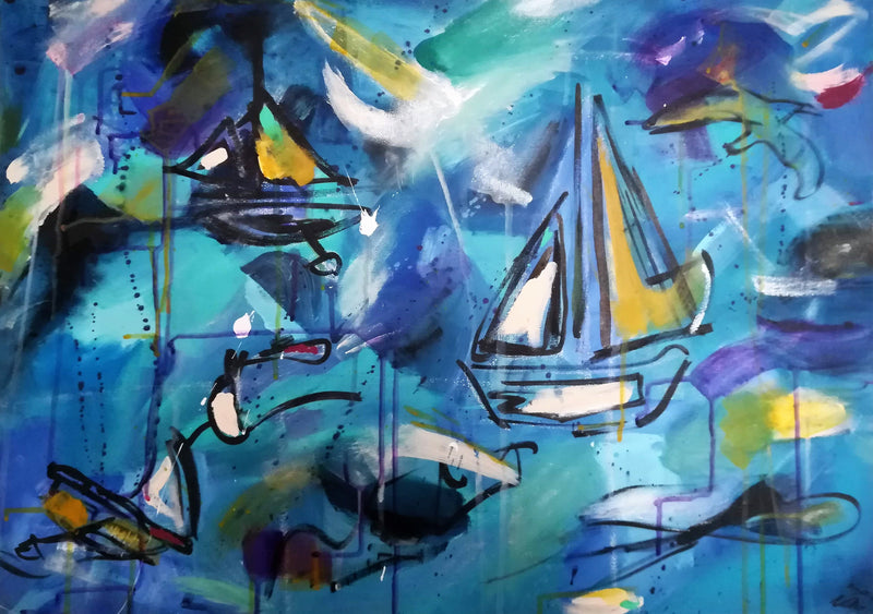 Mahlia Amatina 'Boats Ahoy!'  - Framed Art Print