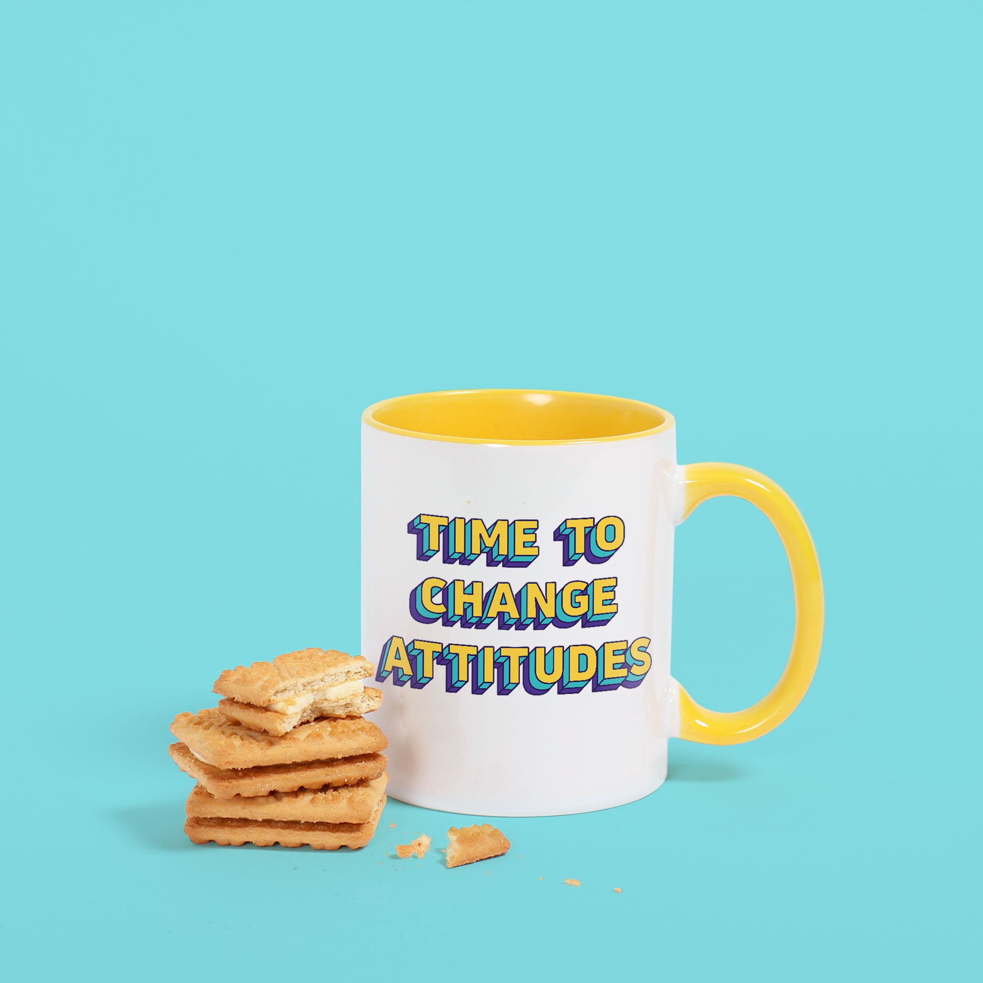 Time to Change Attitudes - Porcelain Coloured Handle Mug