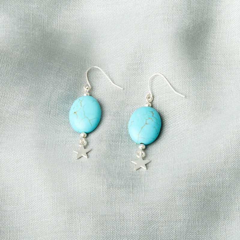 Turquoise and Star Earrings by SJ Mason