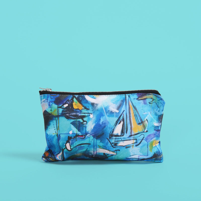 Mahlia Amatina 'Boats Ahoy!' - Soft Cotton Zip Pouch Bag