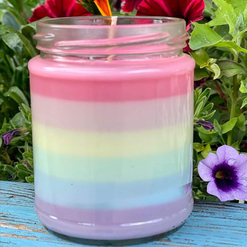 Lime, Basil and Mandarin Pastel Rainbow Candle by Wonky Candles