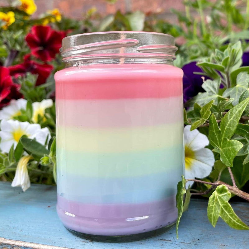 Lime, Basil and Mandarin Pastel Rainbow Candle by Wonky Candles